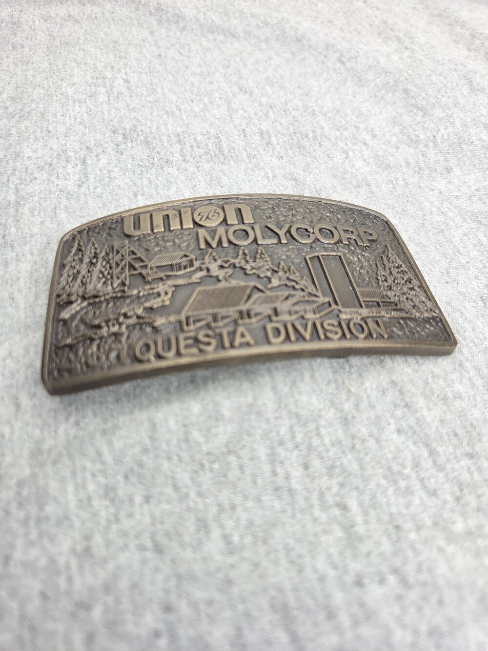 Vintage Union Molycorp Questa Mine Belt Buckle Solid Bronze Advanced Casting NM - Picture 5 of 9